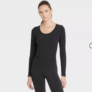 Women's Seamless Ribbed Cropped Glitter Top Large All In Motion